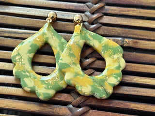Olive Green and Goldenrod Earrings
