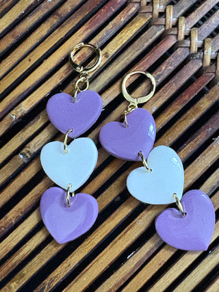 Purple Heart Dangle Earrings