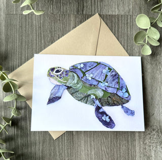 Blue Sea Turtle Nature Art Card