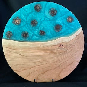 Lazy Susan Cherry/Aqua/Pinecones