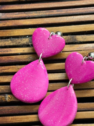 Pink Sparkle Valentine Earrings