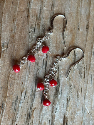 Red Czech Glass Dangle Earrings