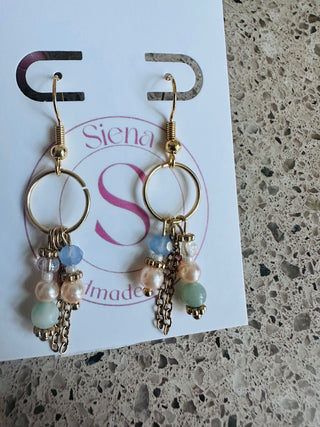 Light blue and Pearl earrings