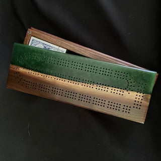 Cribbage Board Set Walnut/Green
