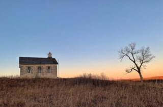 Greeting Card: Kansas Schoolhouse at Dusk