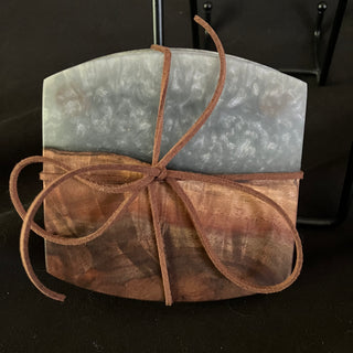 Coaster Set Walnut/Silver